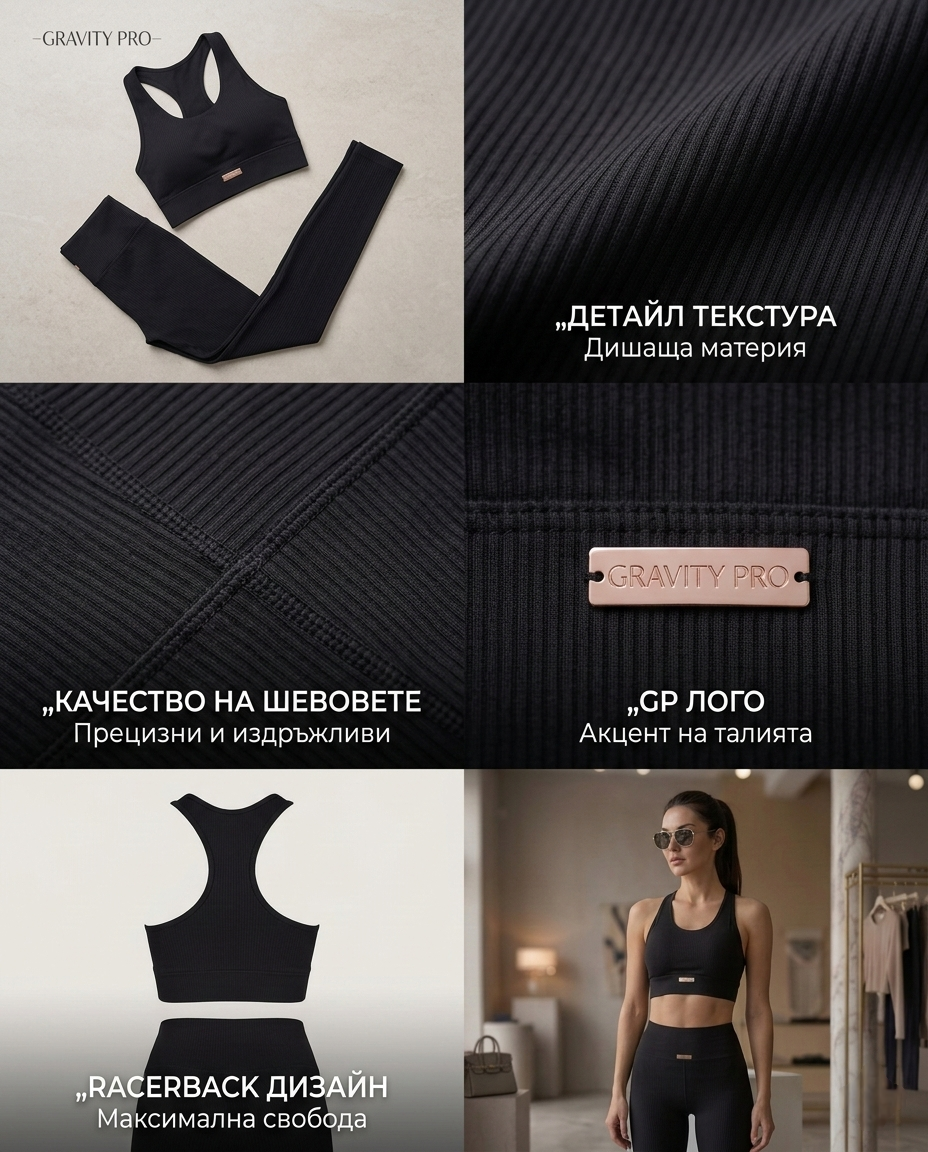 Дамски комплект RIBBED SCULPT SET – BLACK