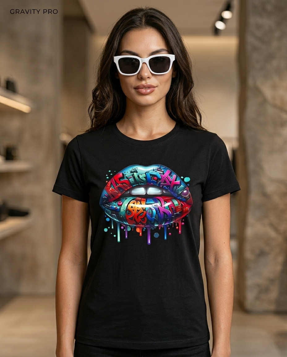 URBAN ICON – GRAFFITI LIPS BLACK