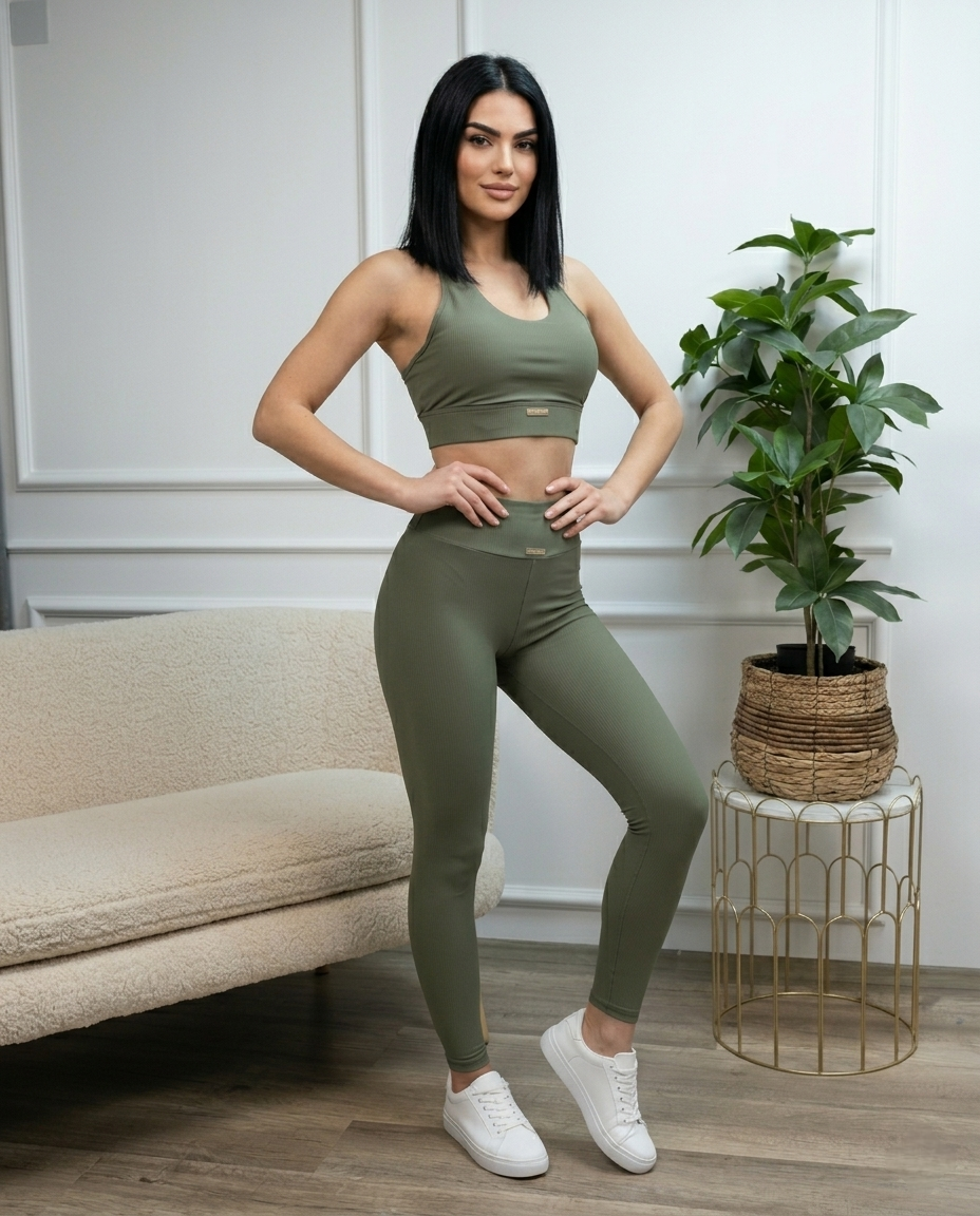 Дамски комплект RIBBED SCULPT SET – OLIVE