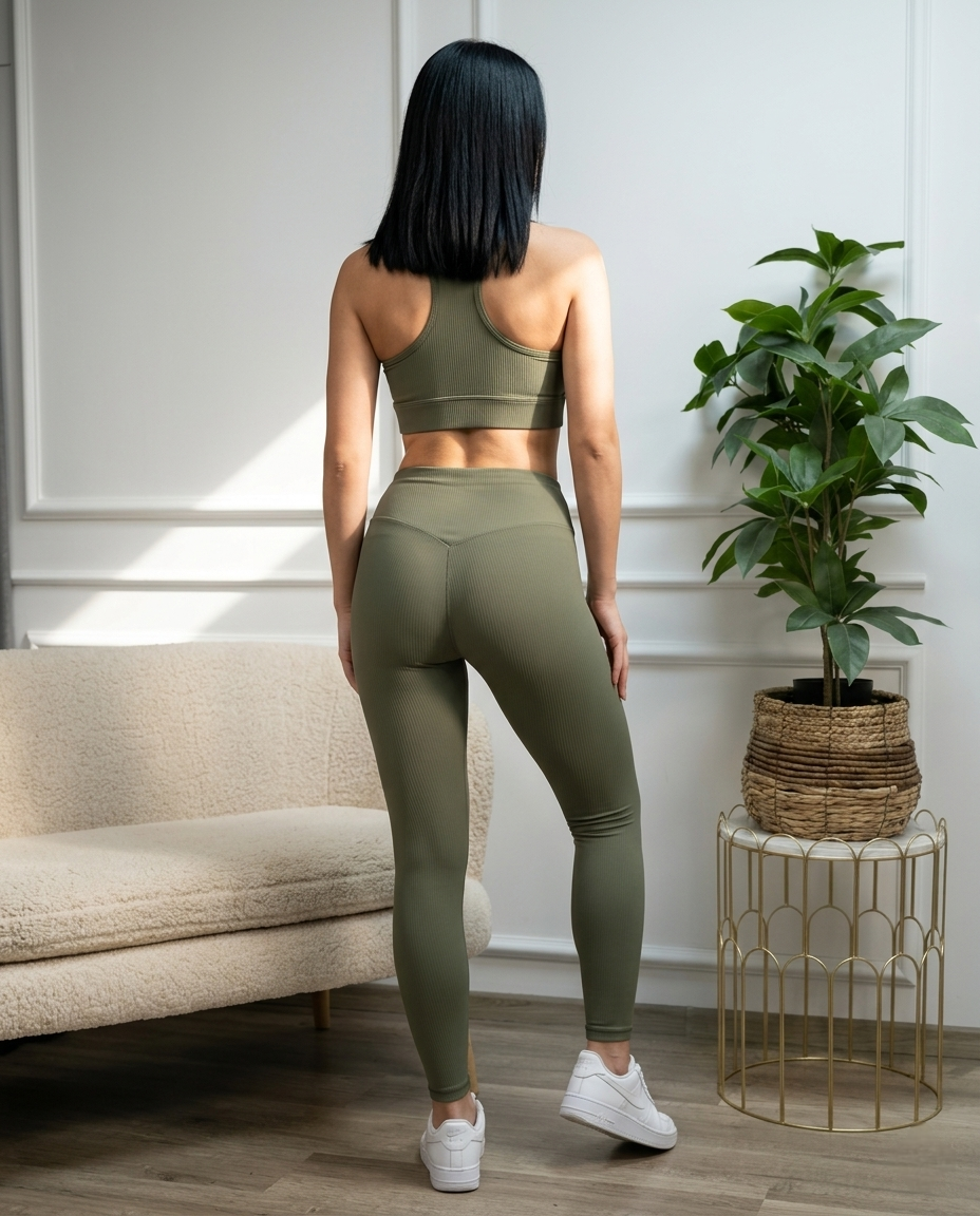 Дамски комплект RIBBED SCULPT SET – OLIVE