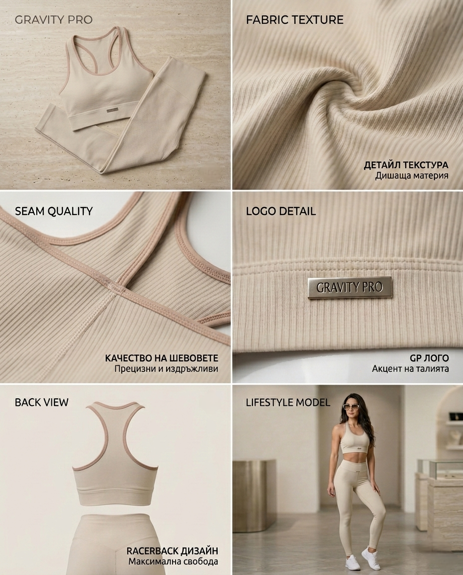Дамски комплект RIBBED SCULPT SET – SAND