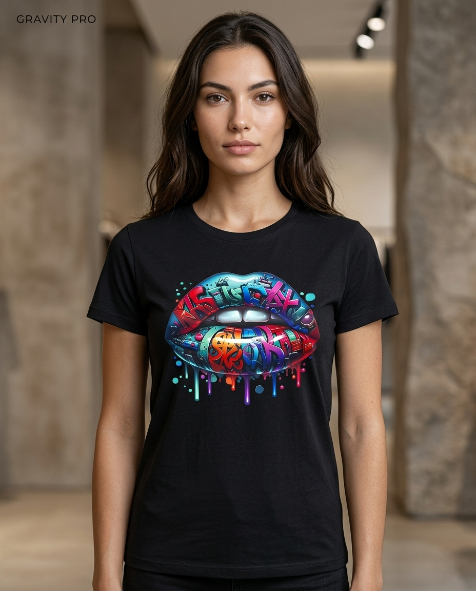 URBAN ICON – GRAFFITI LIPS BLACK