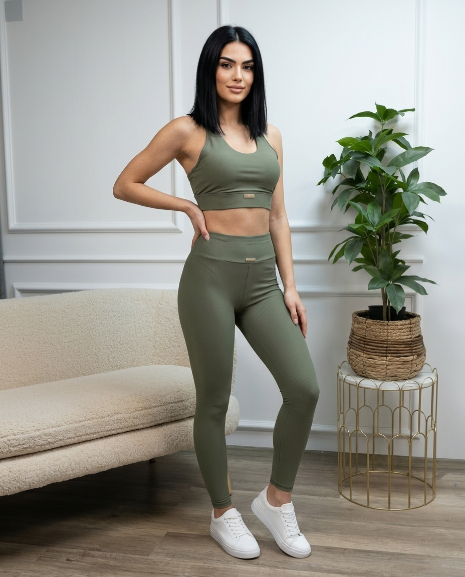 Дамски комплект RIBBED SCULPT SET – OLIVE