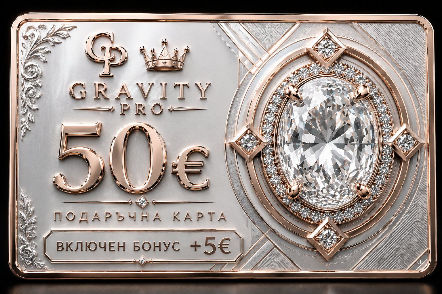 👑 GRAVITY VIP Карта 50€ + 5€ подарък бонус