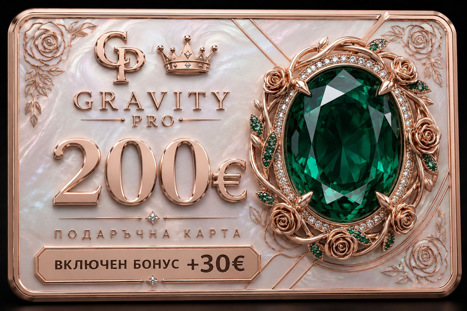 👑 GRAVITY ELITE Карта 200€ + 30€ подарък бонус