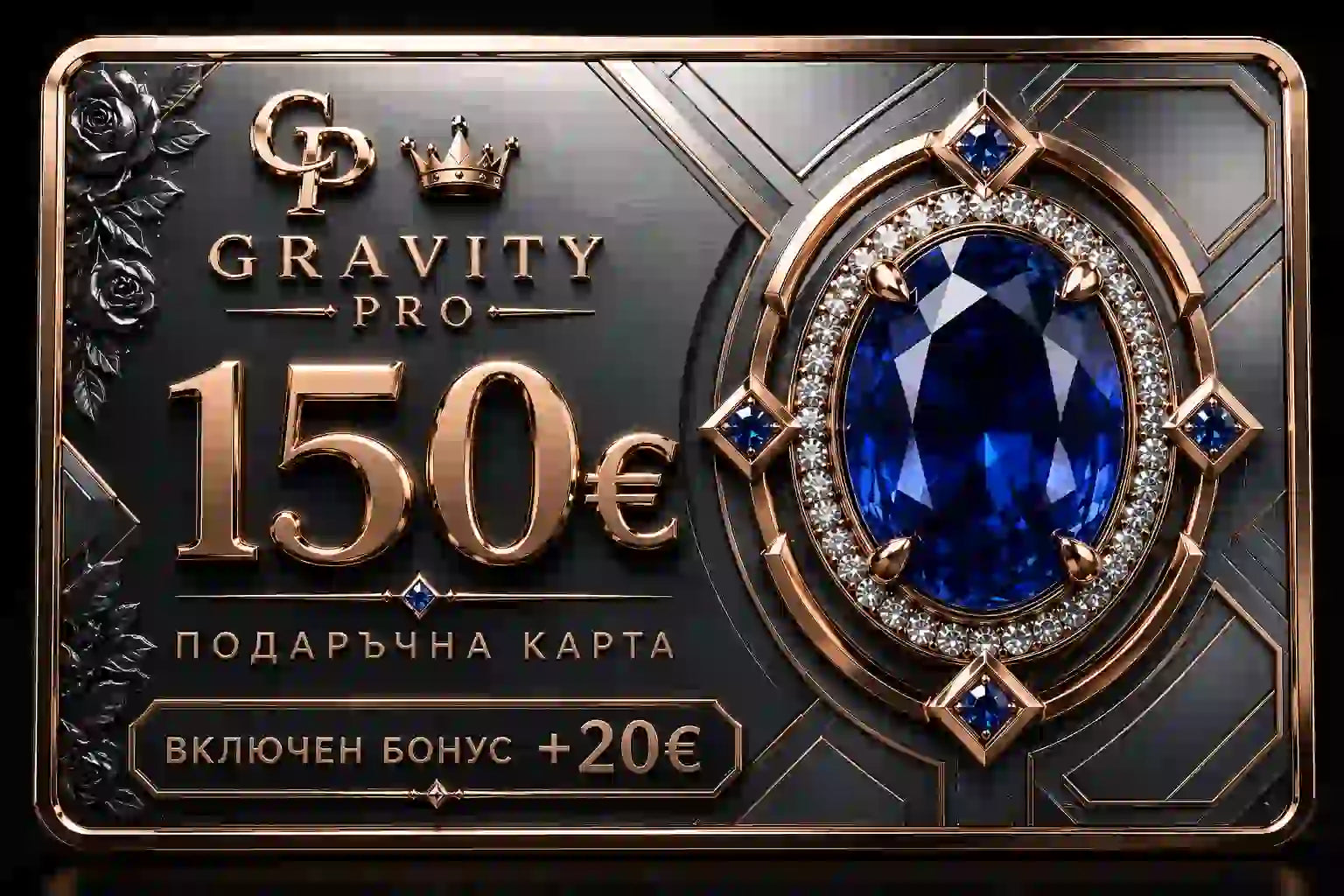 💎 GRAVITY PRO Карта 150€ + 20€ подарък бонус